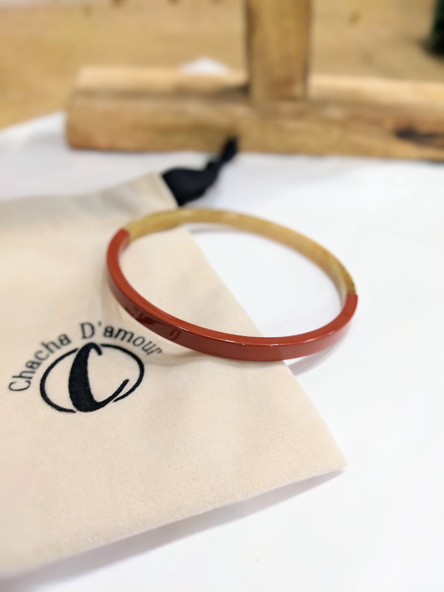 Chacha d'amour | Sublime jonc laqué en corne naturelle SIENNA