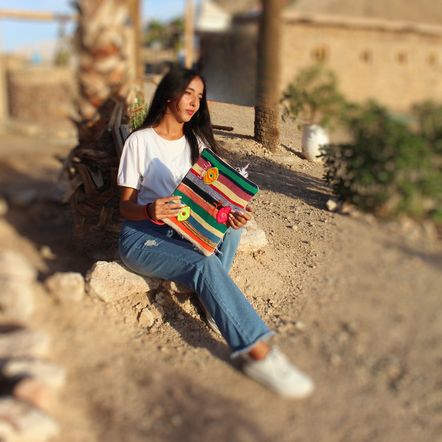 Chacha d'amour | Maxi Pochette ou sac pochette en tissu vintage HAIK avec broderie #2