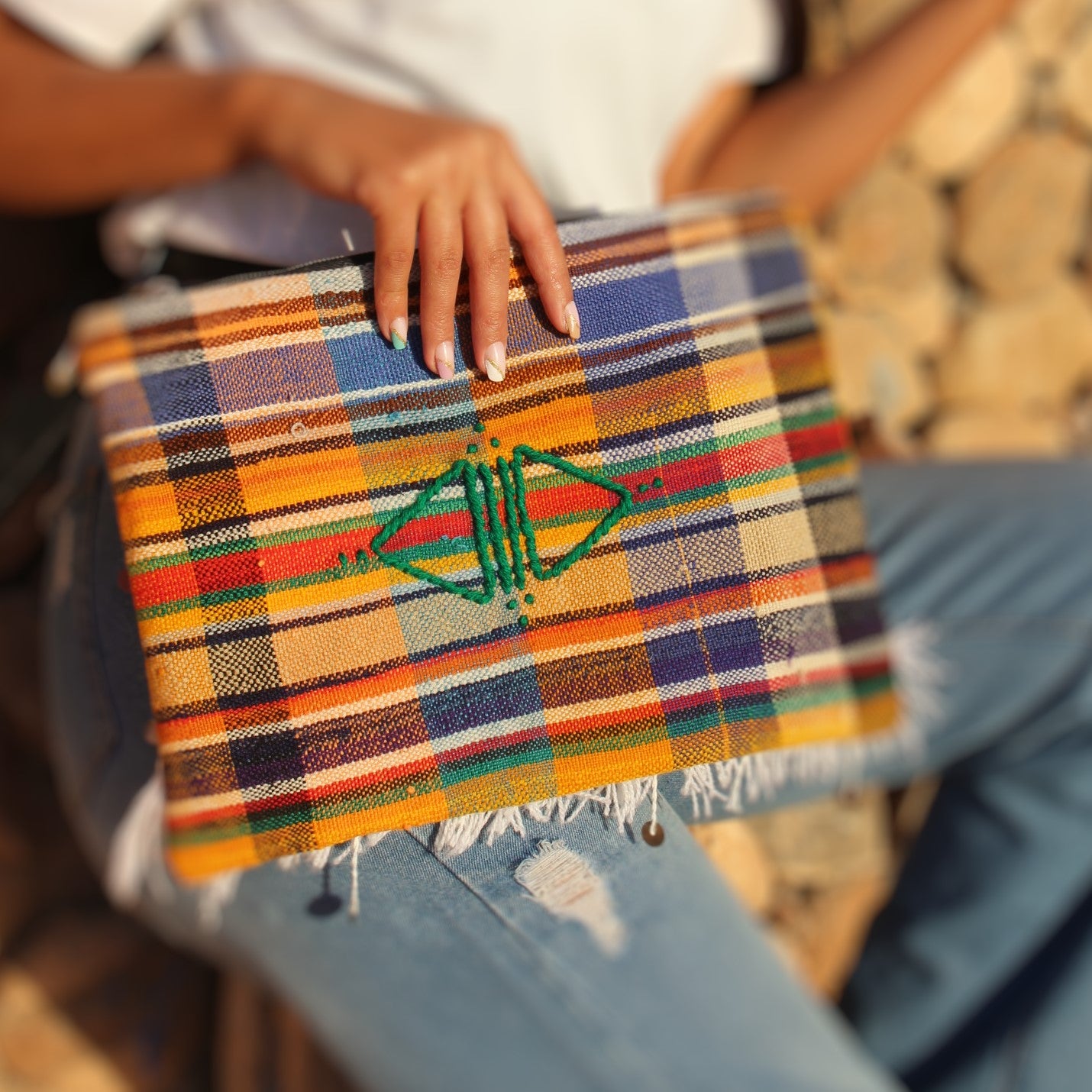 Chacha d'amour | Maxi Pochette ou sac pochette en tissu vintage HAIK et HANDIRA avec broderie #4