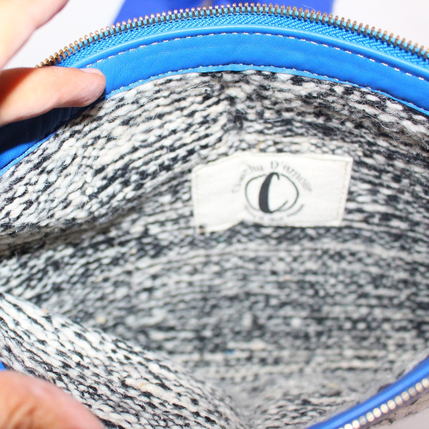 Chacha d'amour | sac pochette en étoffe berbère tissée Bleu
