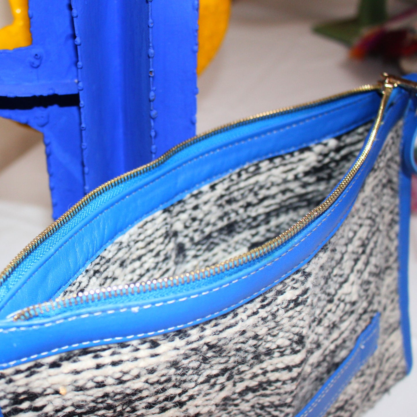 Chacha d'amour | sac pochette en étoffe berbère tissée Bleu