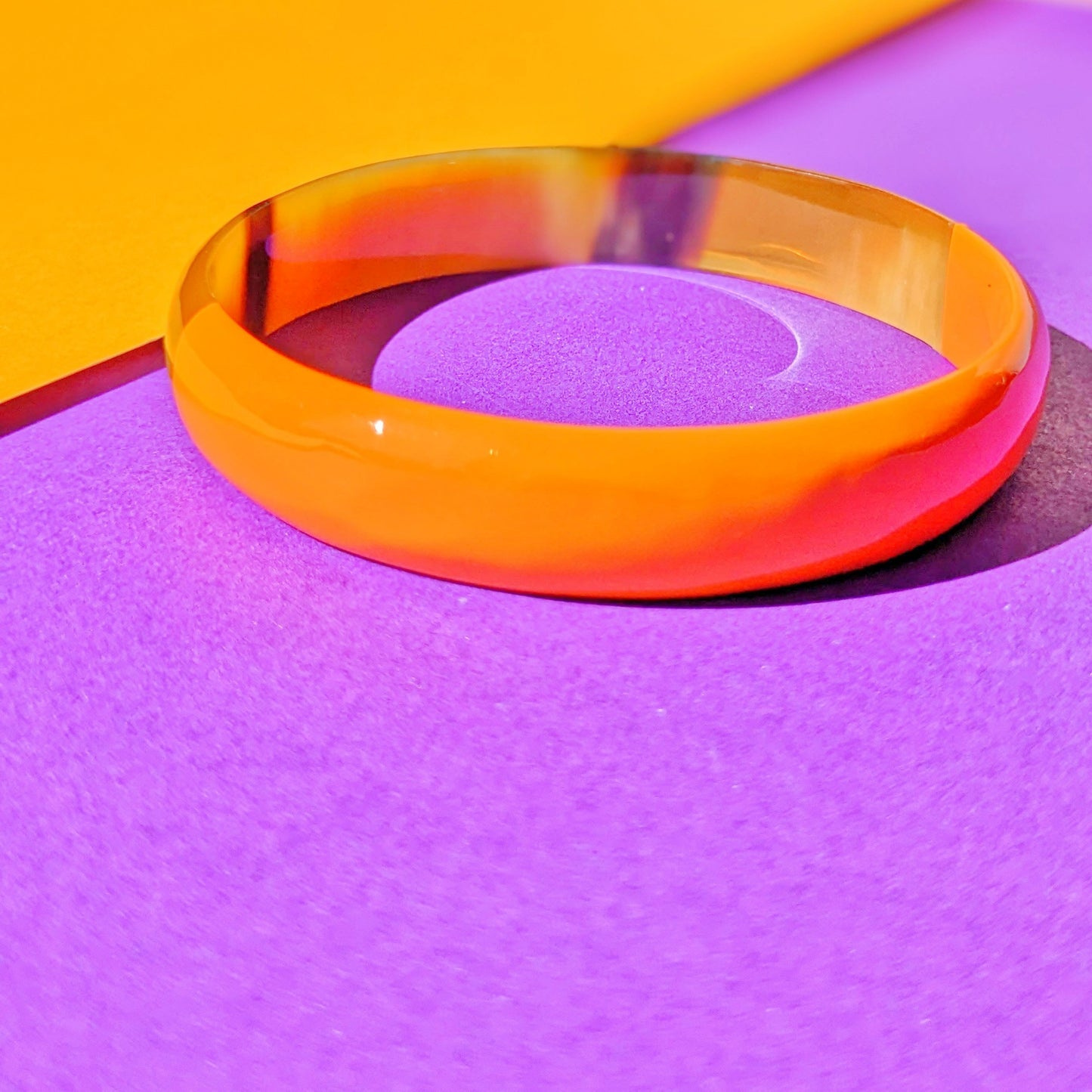 Chacha d'amour | Sublime jonc en corne naturelle et lacqué ORANGE
