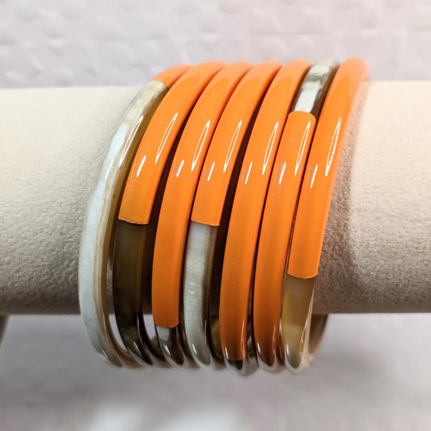 Chacha d'amour | Sublime jonc en corne naturelle et lacqué ORANGE