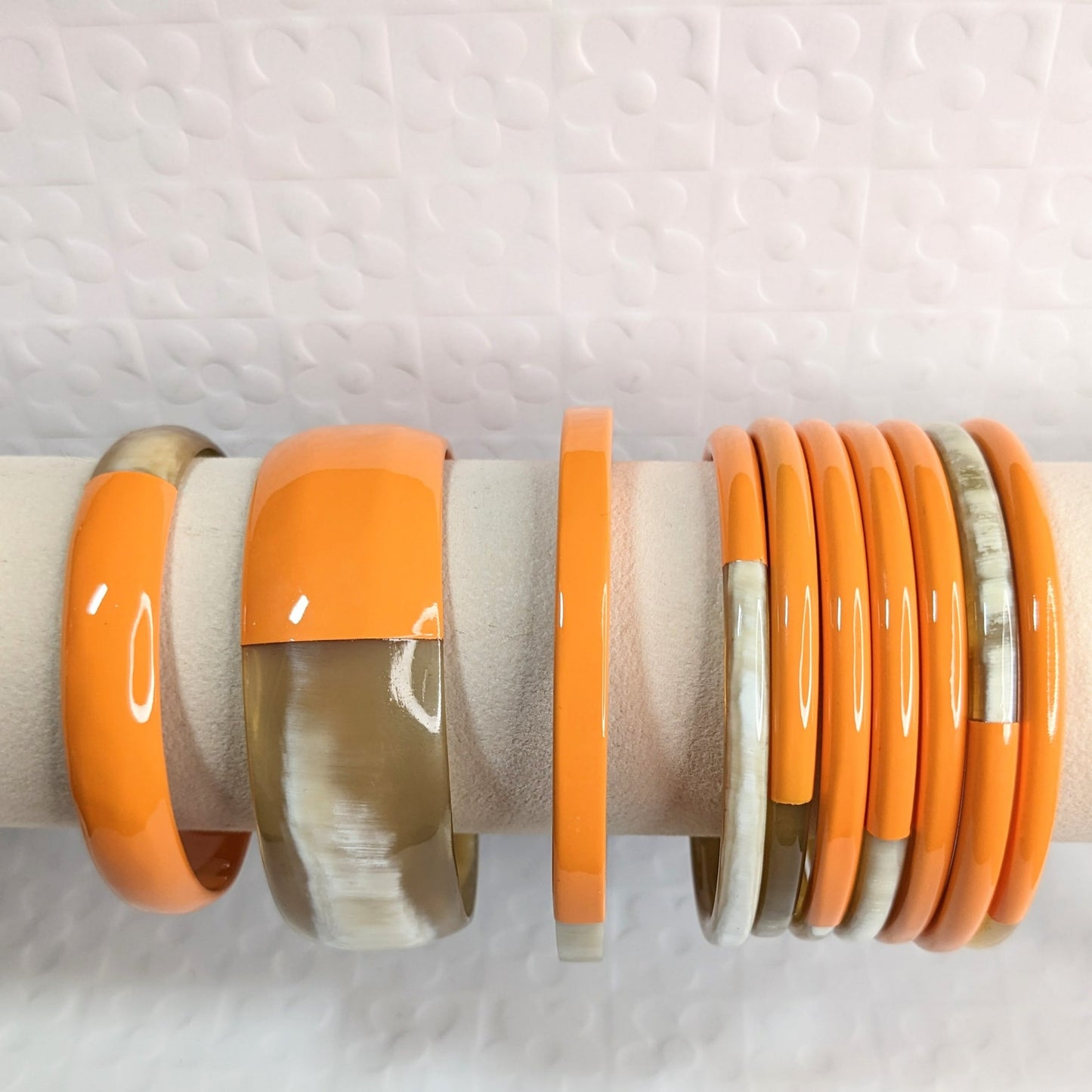Chacha d'amour | Sublime jonc en corne naturelle et lacqué ORANGE