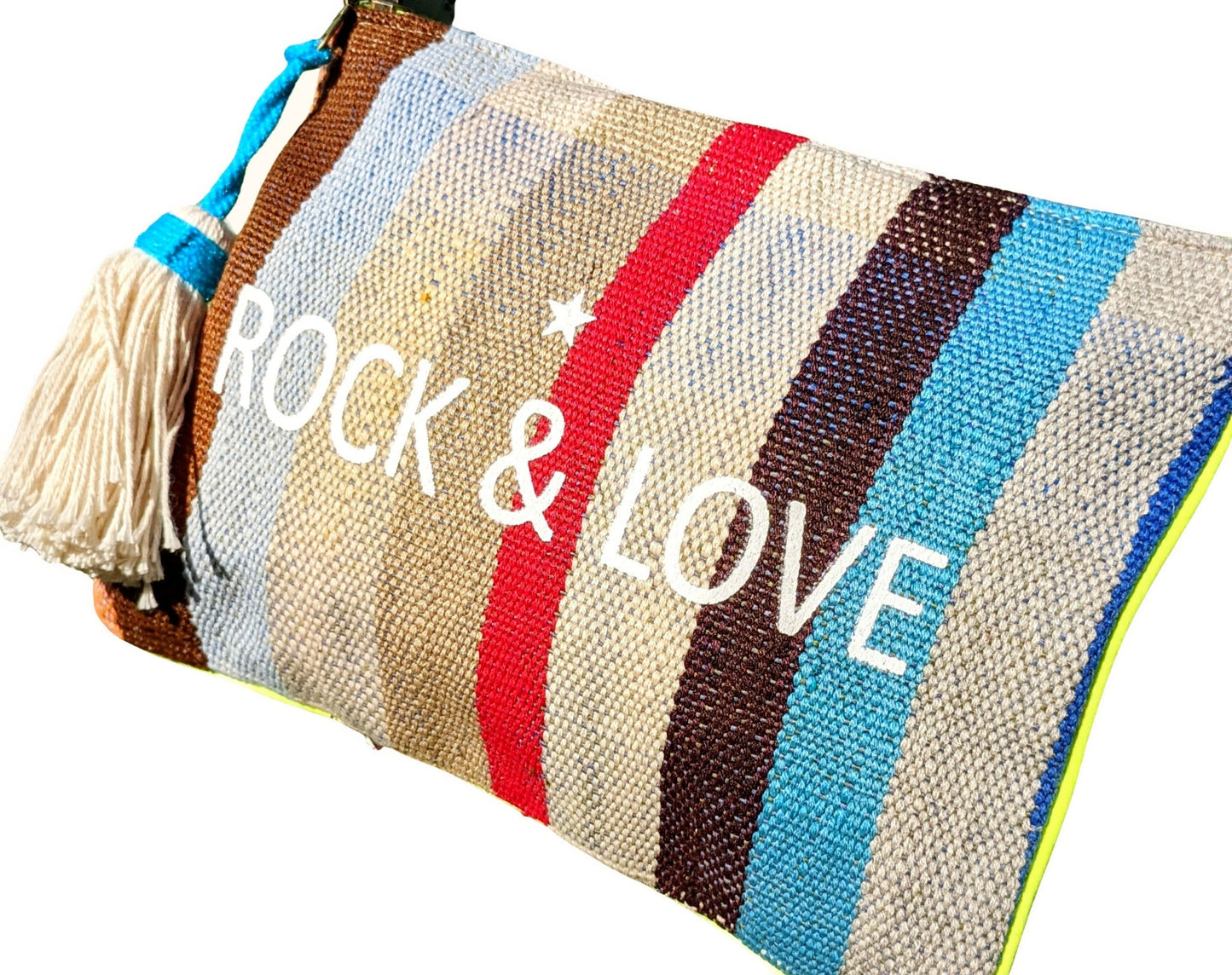 Chacha d'amour | Pochette femme ou sac pochette ROCK-LOVE avec tissu HAIK N°5