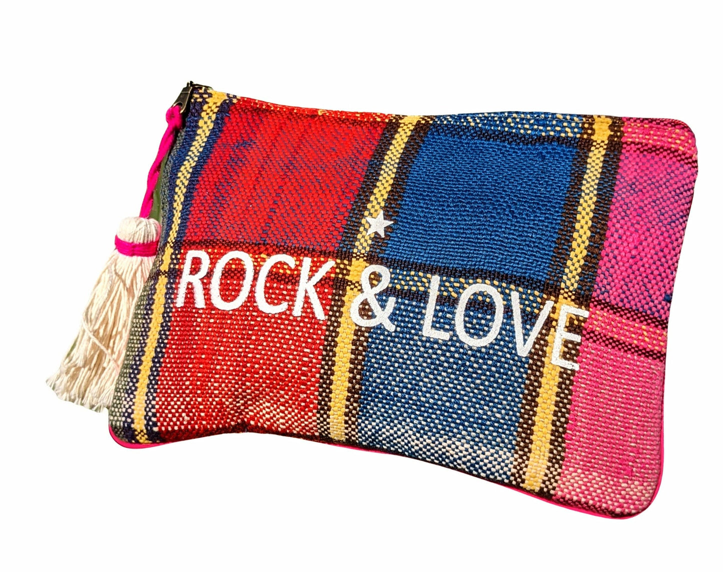 Chacha d'amour | Pochette femme ou sac pochette ROCK-LOVE avec tissu HAIK N°4