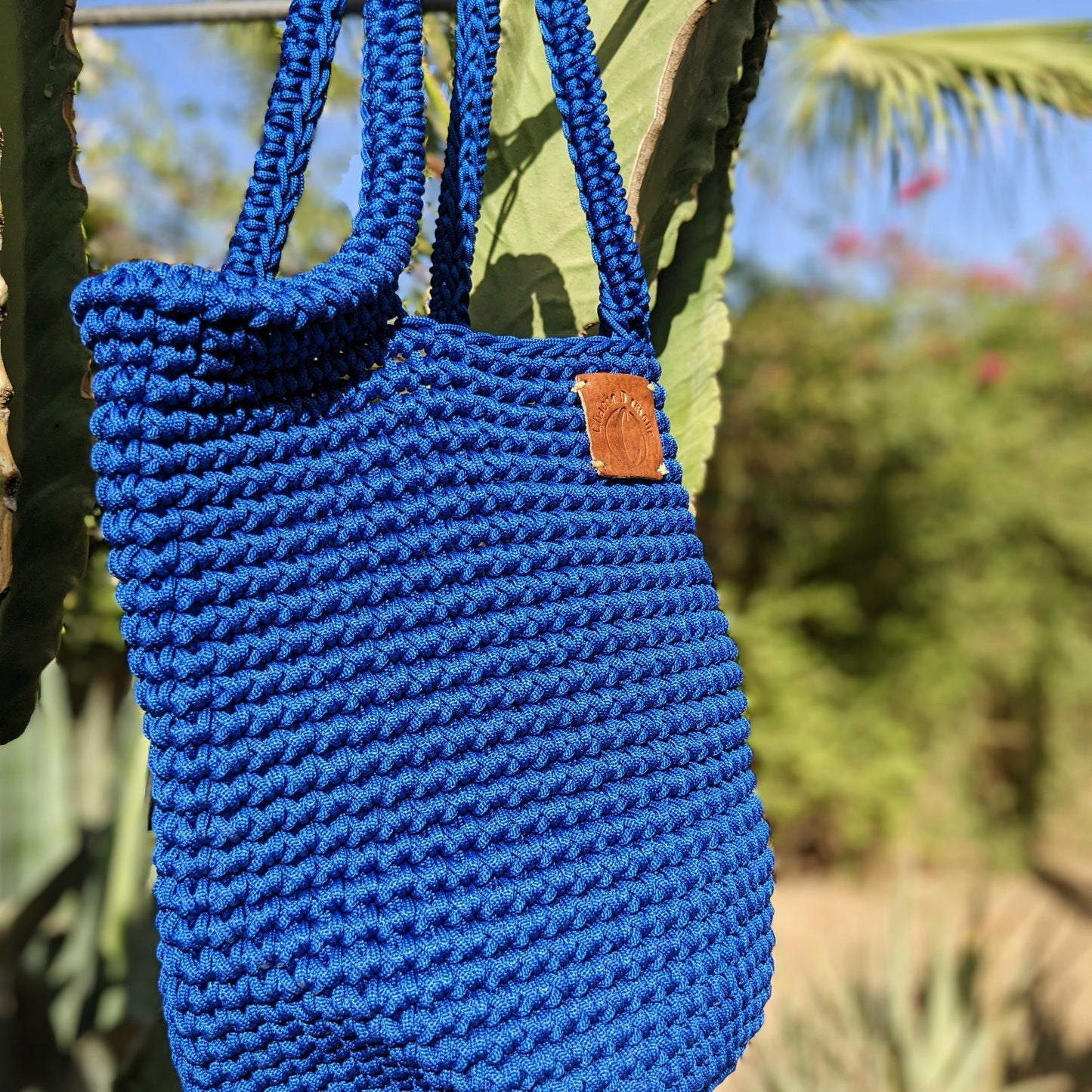 Chacha d'amour | SAC CABAS en CROCHET fait main ou cabas en crochet pour femme BLEU