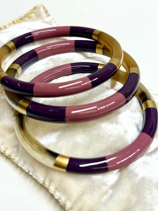 Chacha d'amour |  Sublime jonc laqué en corne naturelle multicolore ROSE JAIPUR