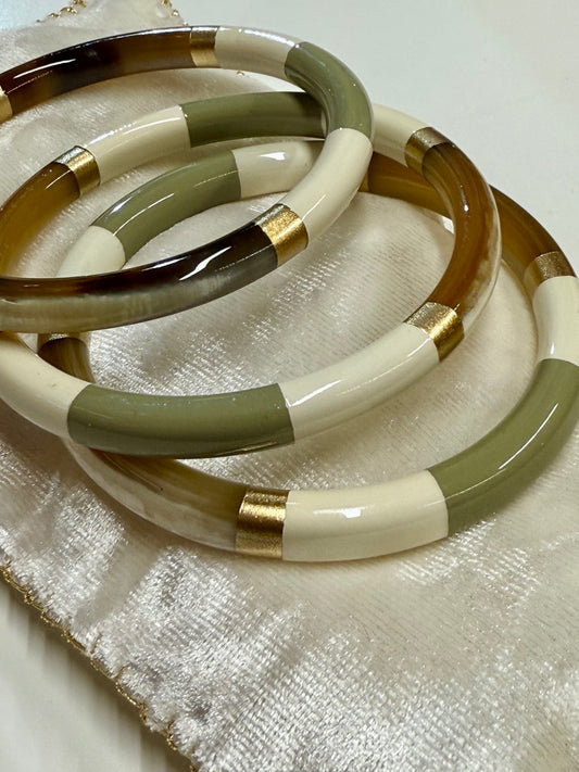 Chacha d'amour |  Sublime jonc laqué en corne naturelle multicolore SAUGE-IVOIRE