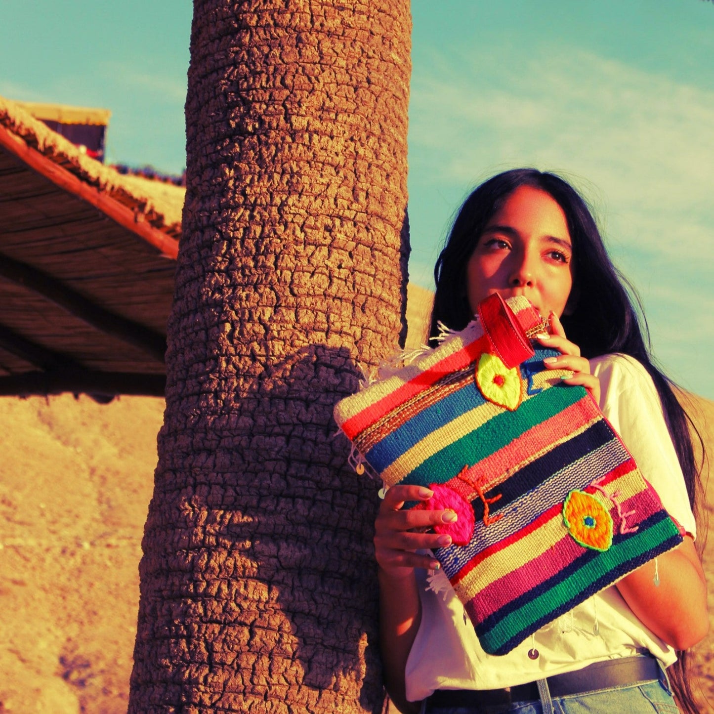 Chacha d'amour |  Maxi Pochette ou sac pochette en tissu vintage HAIK avec broderie #2