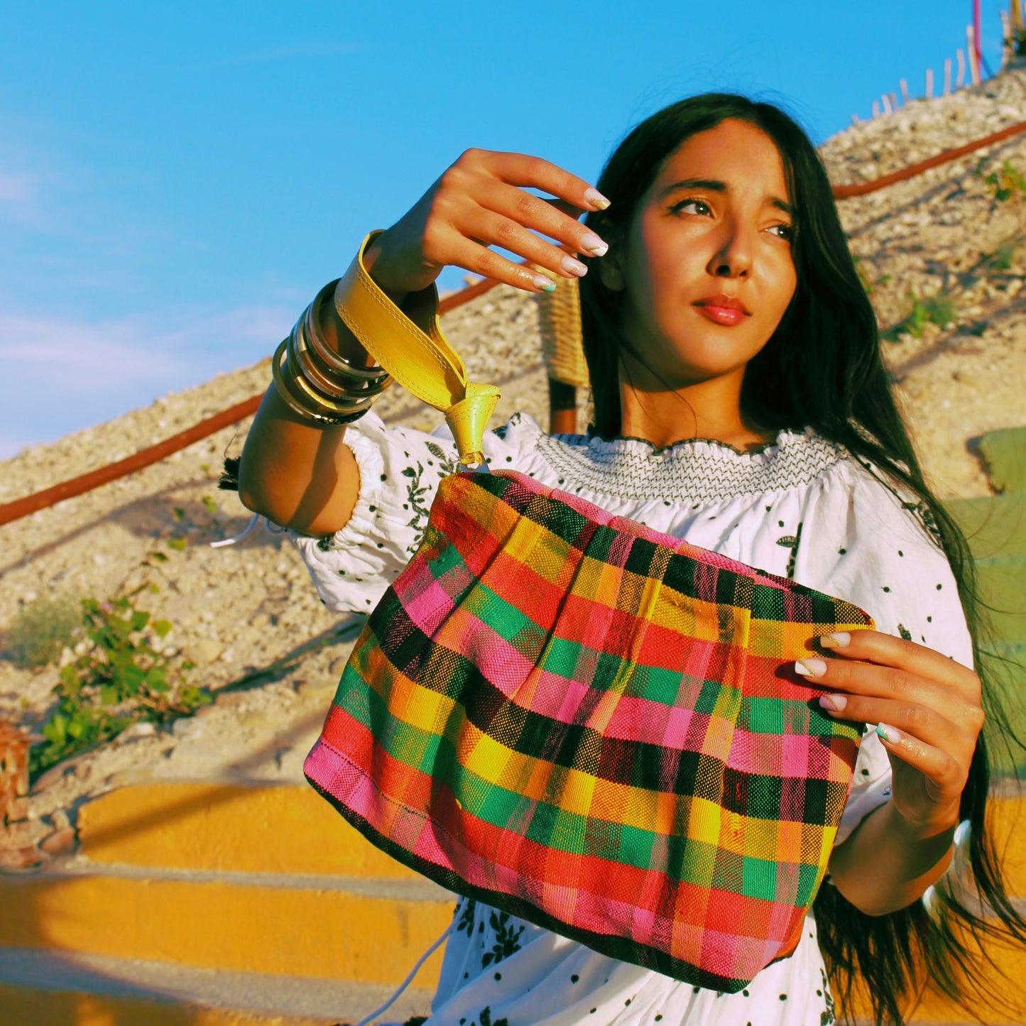 Chacha d'amour |  Maxi Pochette bourse ou plissée  en tissu vintage HAIK  #1