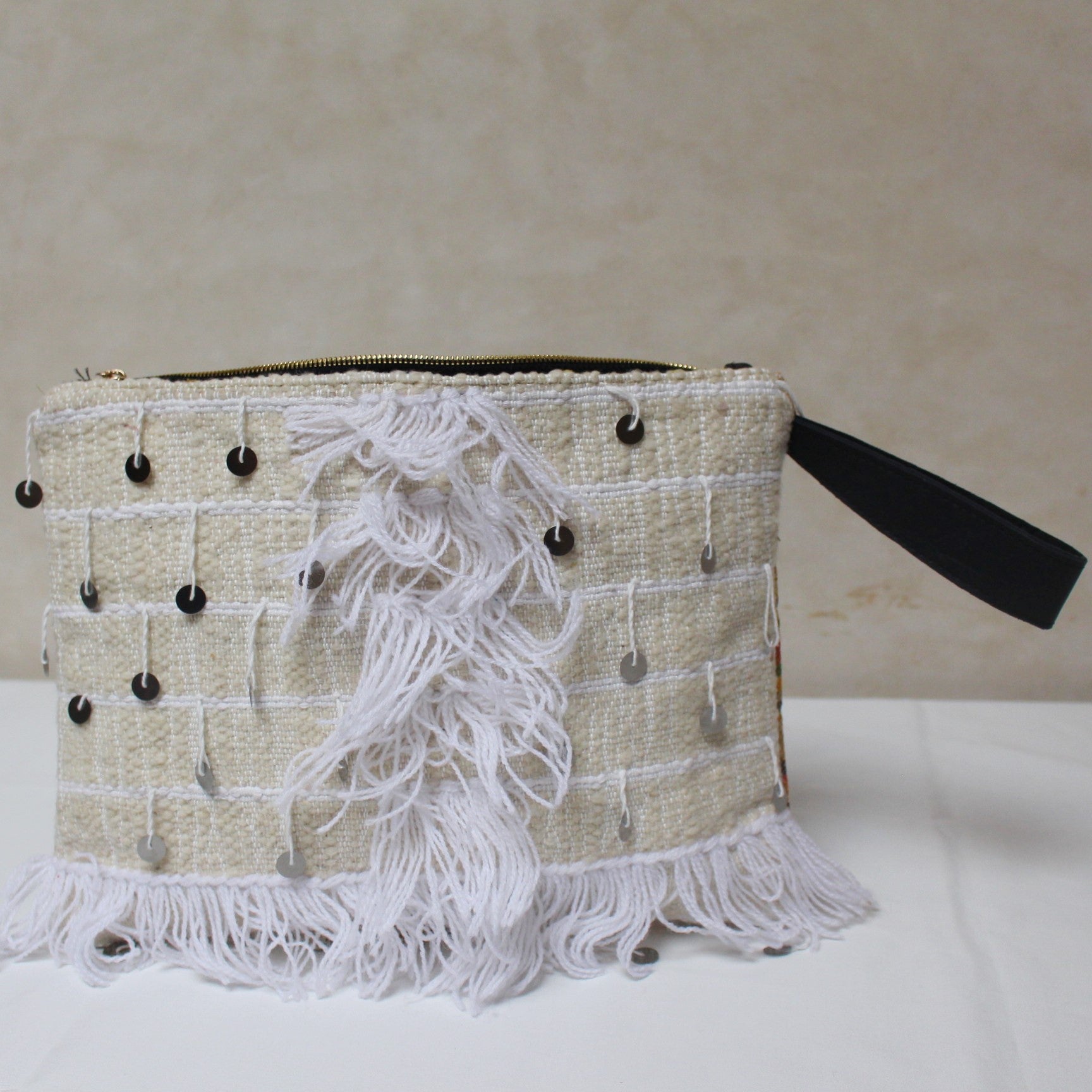 Chacha d'amour |  Maxi Pochette ou sac pochette en tissu vintage HAIK avec broderie #1