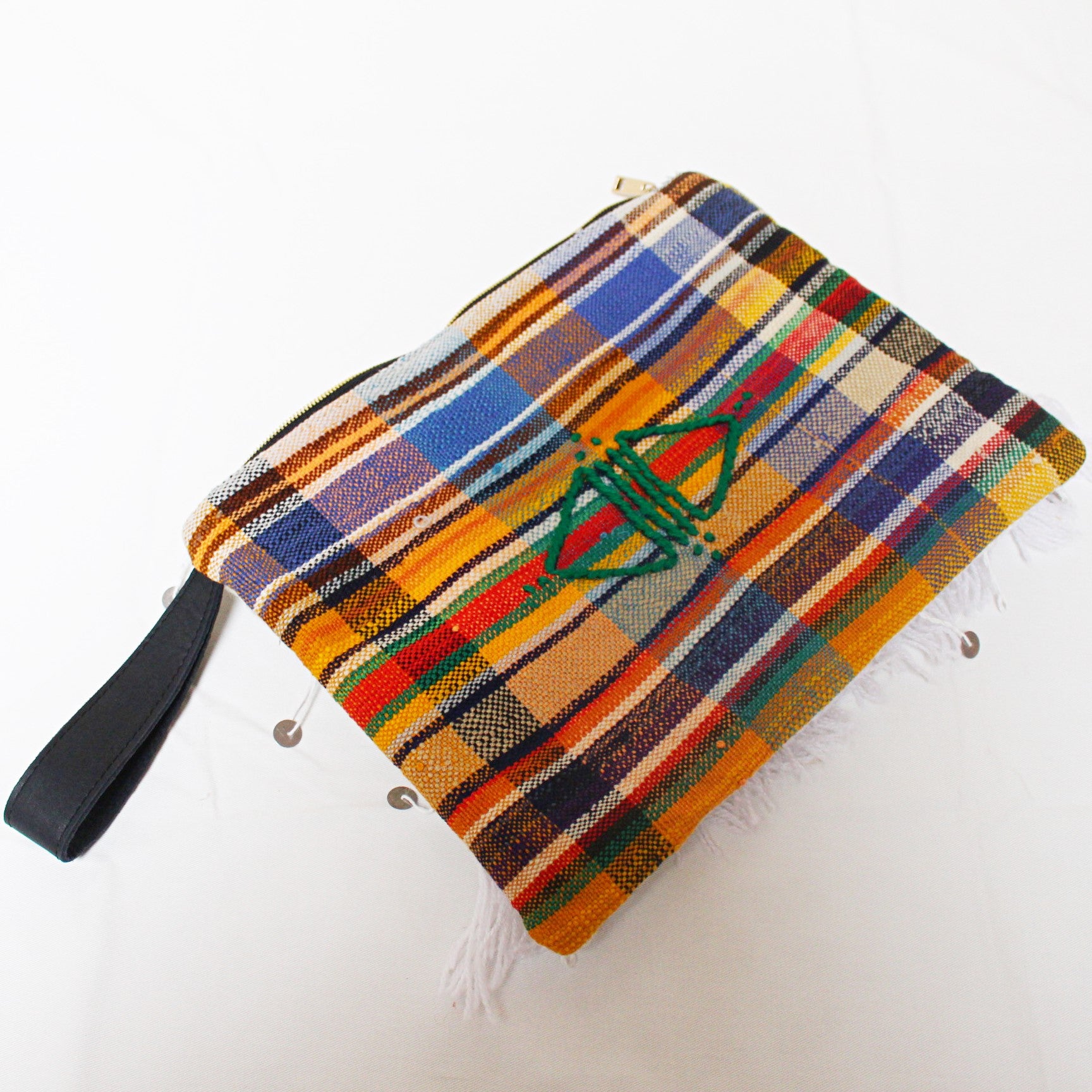 Chacha d'amour |  Maxi Pochette ou sac pochette en tissu vintage HAIK avec broderie #1