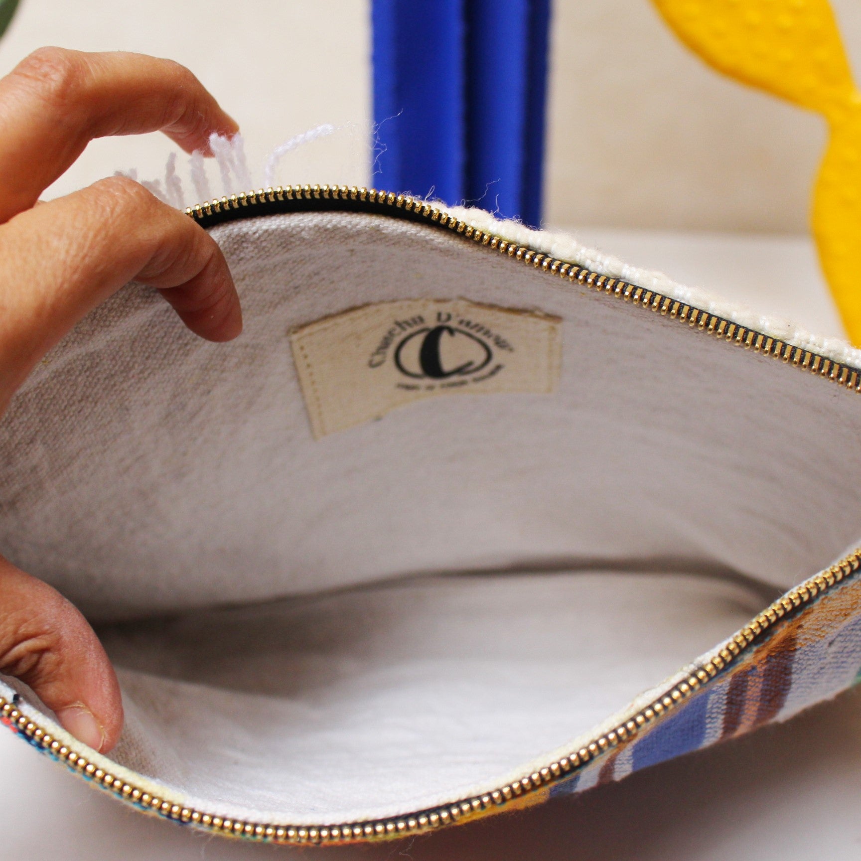 Chacha d'amour |  Maxi Pochette ou sac pochette en tissu vintage HAIK avec broderie #3