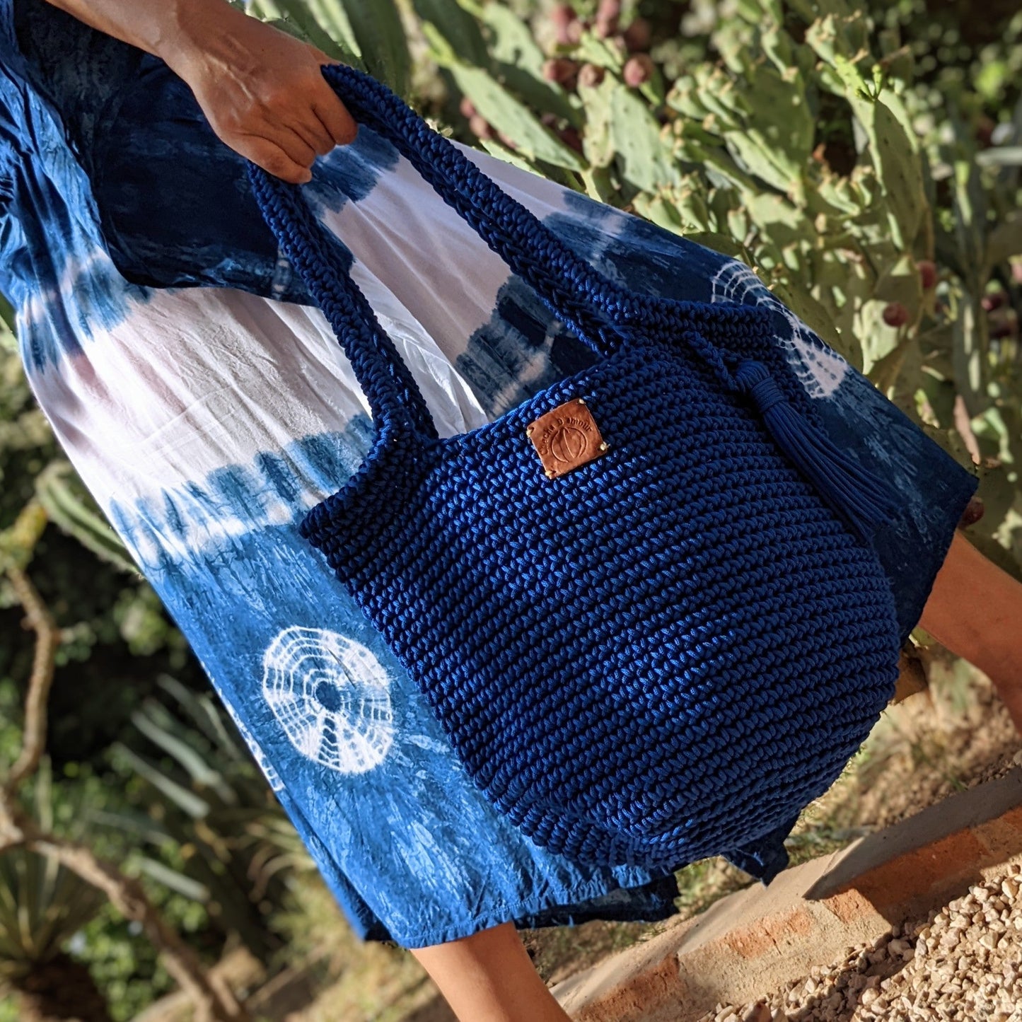 Chacha d'amour | SAC CABAS en CROCHET fait main ou cabas en crochet pour femme  BLEU