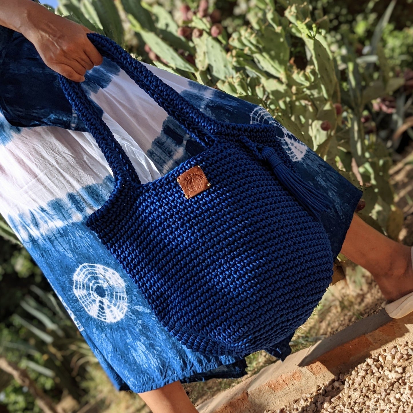 Chacha d'amour | SAC CABAS en CROCHET fait main ou cabas en crochet pour femme  BLEU