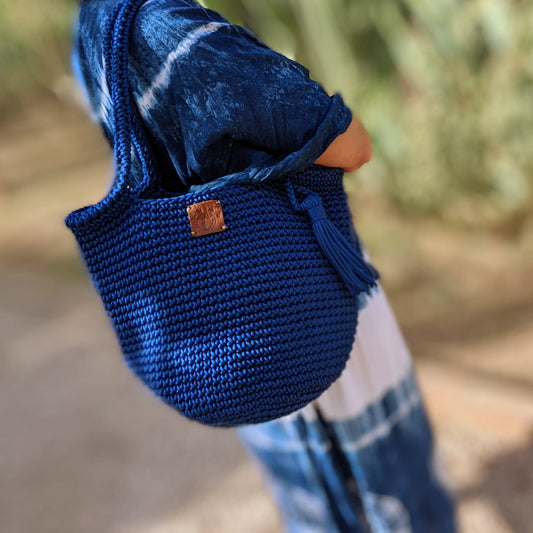 Chacha d'amour | SAC CABAS en CROCHET fait main ou cabas en crochet pour femme  BLEU
