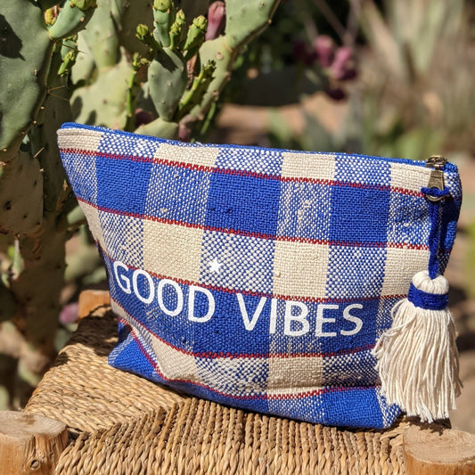 Chacha d'amour | Trousse de toilette voyage ou trousse personnalisée GOOD VIBES en haik Trousses de toilette chacha d'amour 